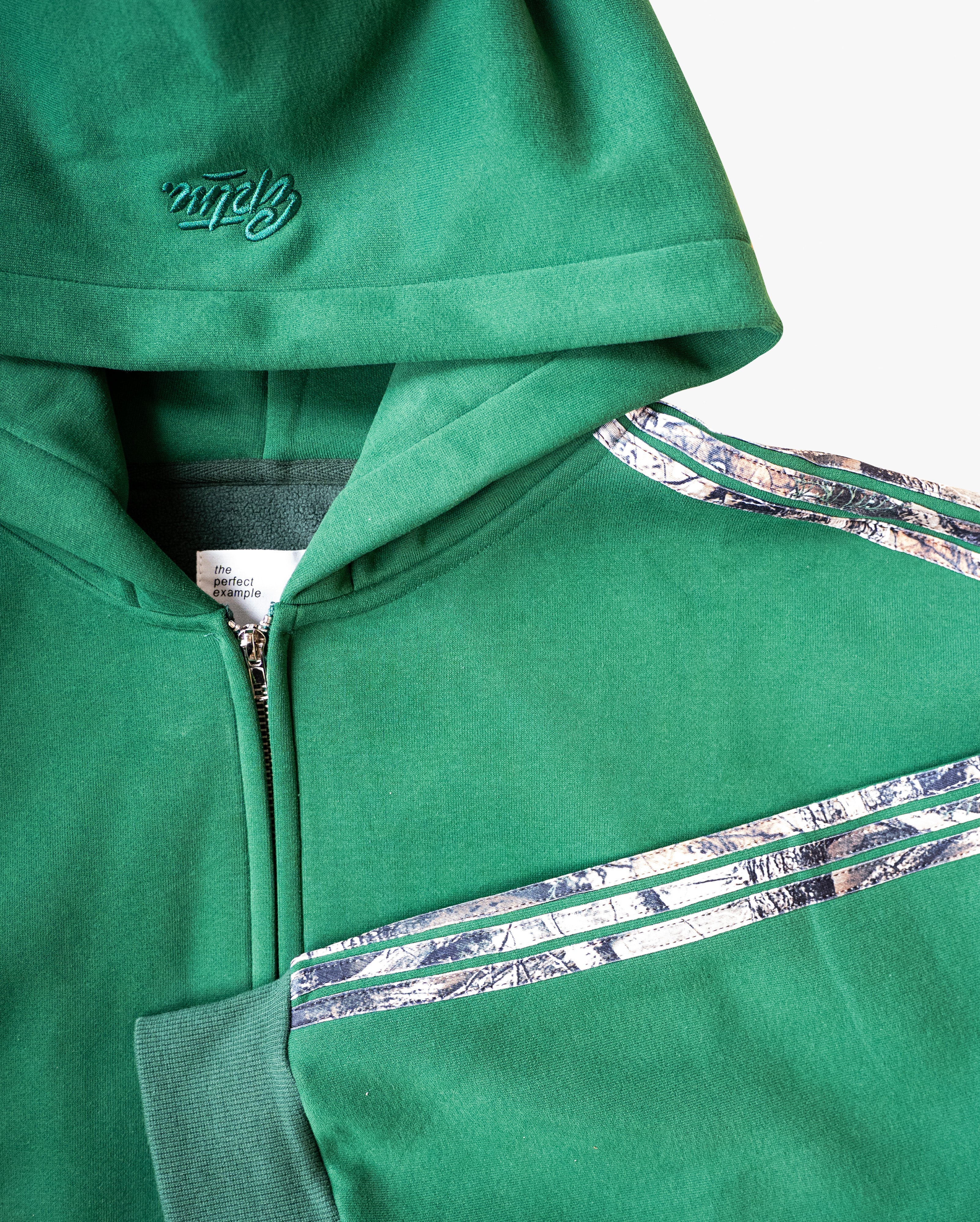 Real Camo Striped Zip Up Hoodie - Hunter Green