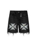 "Taboo" Jeweled Denim Short (Black)