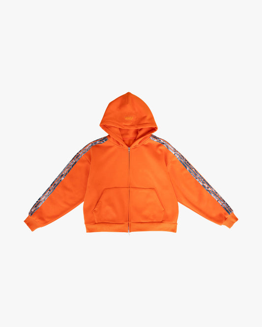 Real Camo Striped Zip Up Hoodie - Orange
