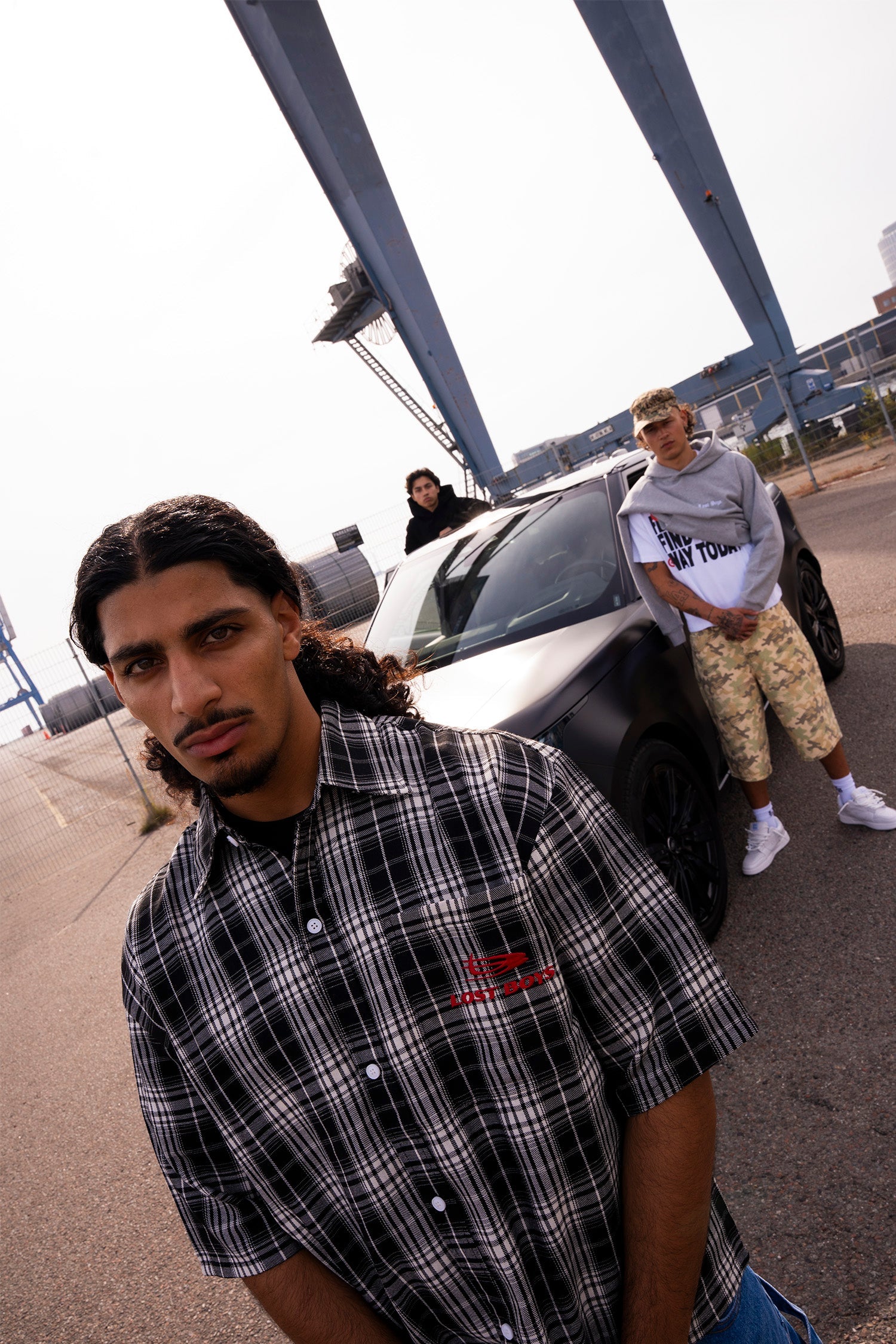 SHORT SLEEVED SHIRT - Black/Grey Tartan