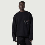 Pocket Pullover Crewneck Sweater - Black