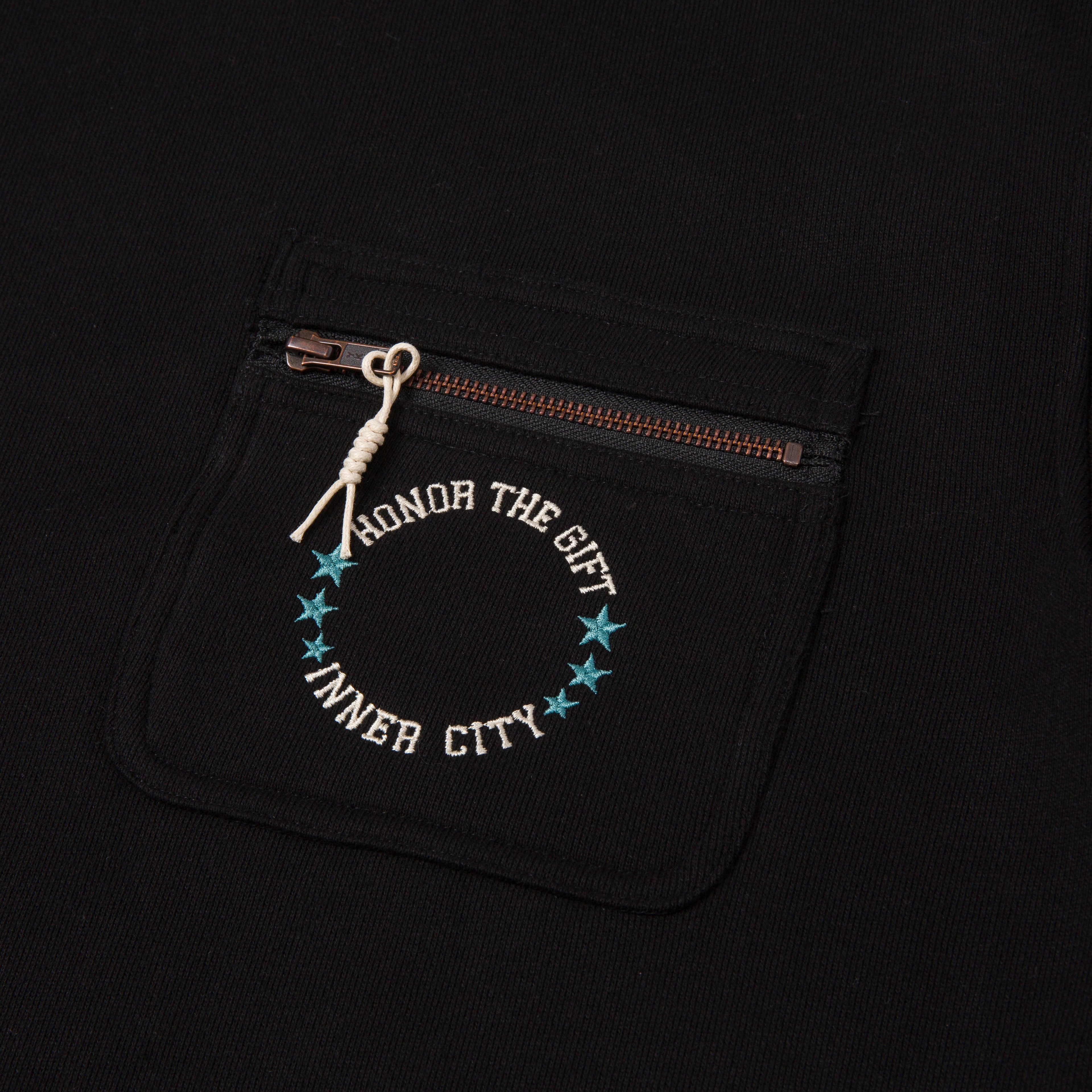Pocket Pullover Crewneck Sweater - Black