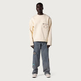 Pocket Pullover Crewneck Sweater - Bone