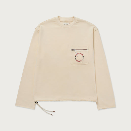 Pocket Pullover Crewneck Sweater - Bone