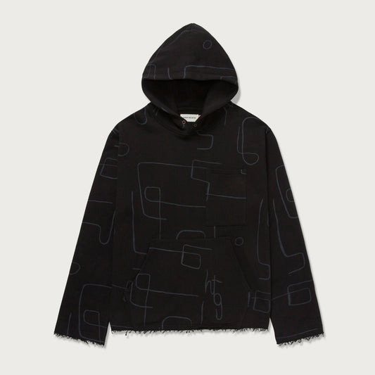 Novelty Printed Terry Hoodie - Black