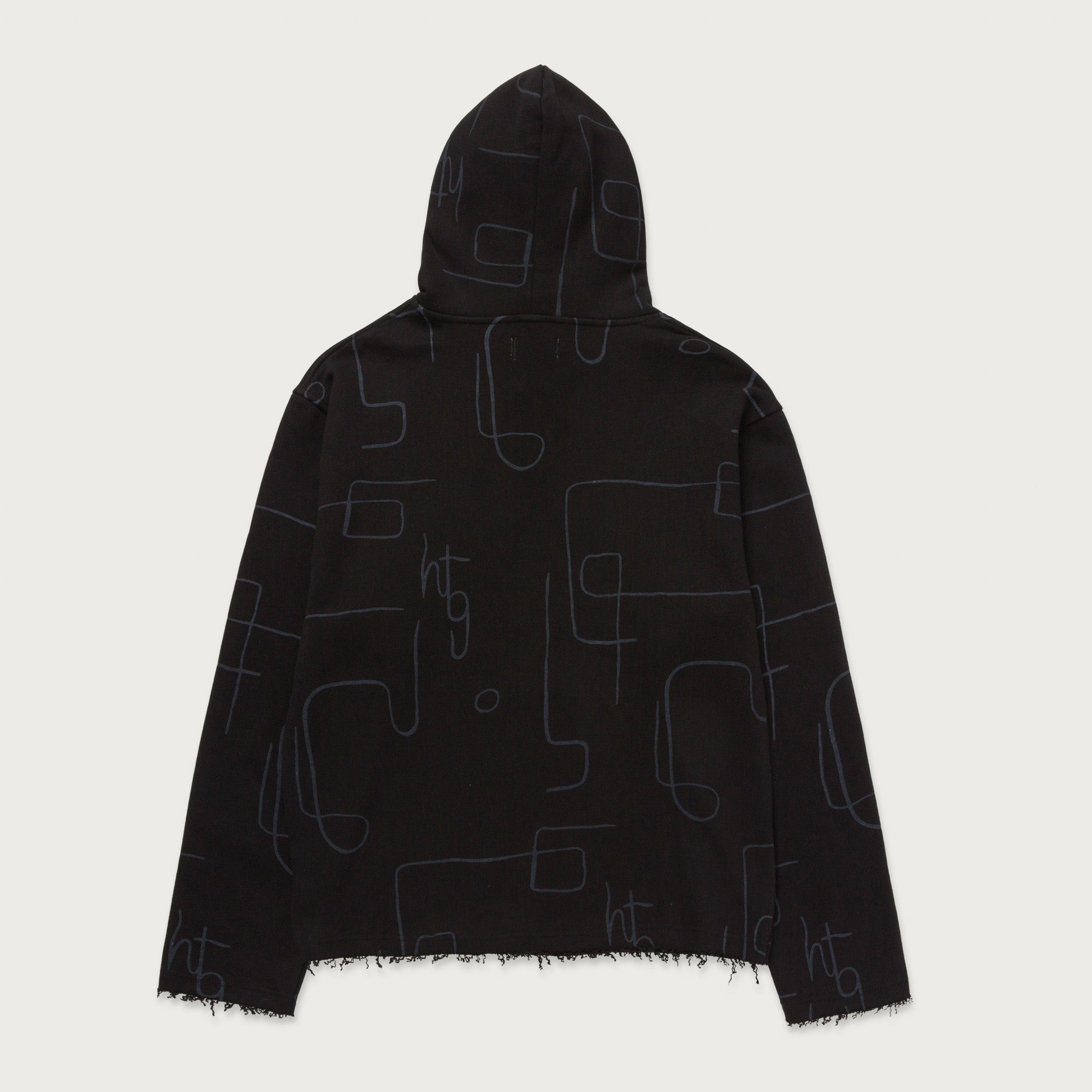Novelty Printed Terry Hoodie - Black