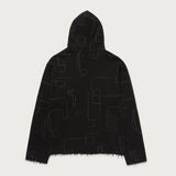 Novelty Printed Terry Hoodie - Black