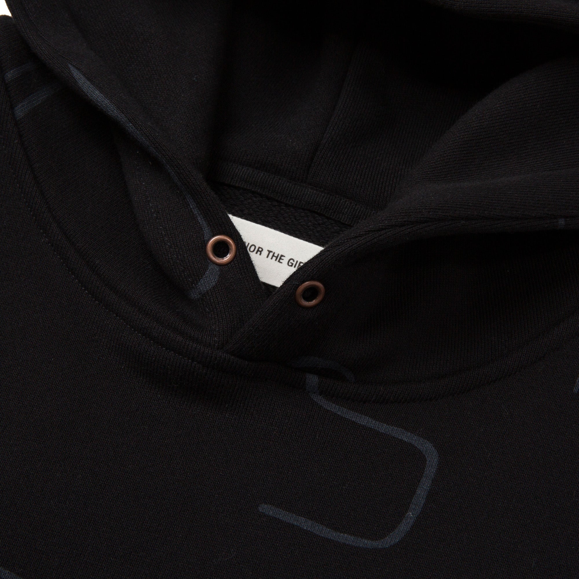 Novelty Printed Terry Hoodie - Black