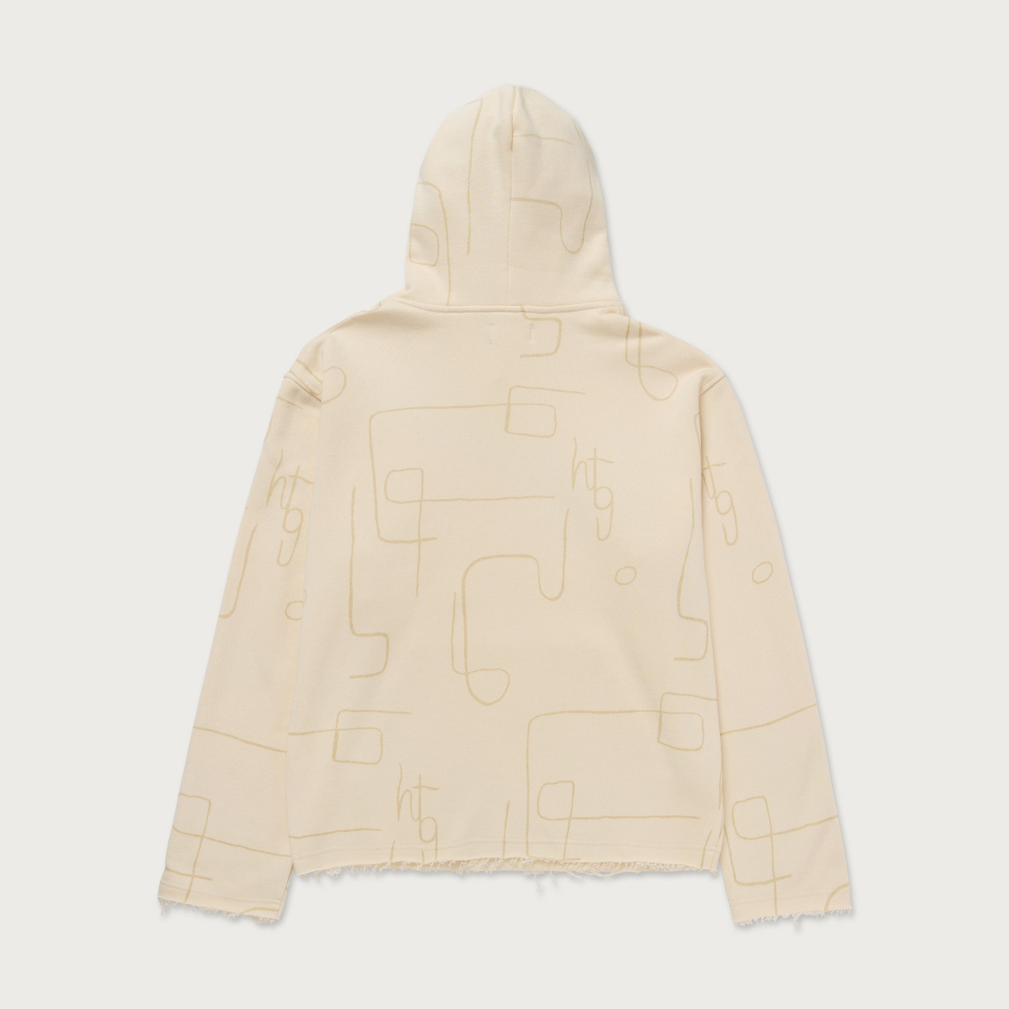 Novelty Printed Terry Hoodie - Bone