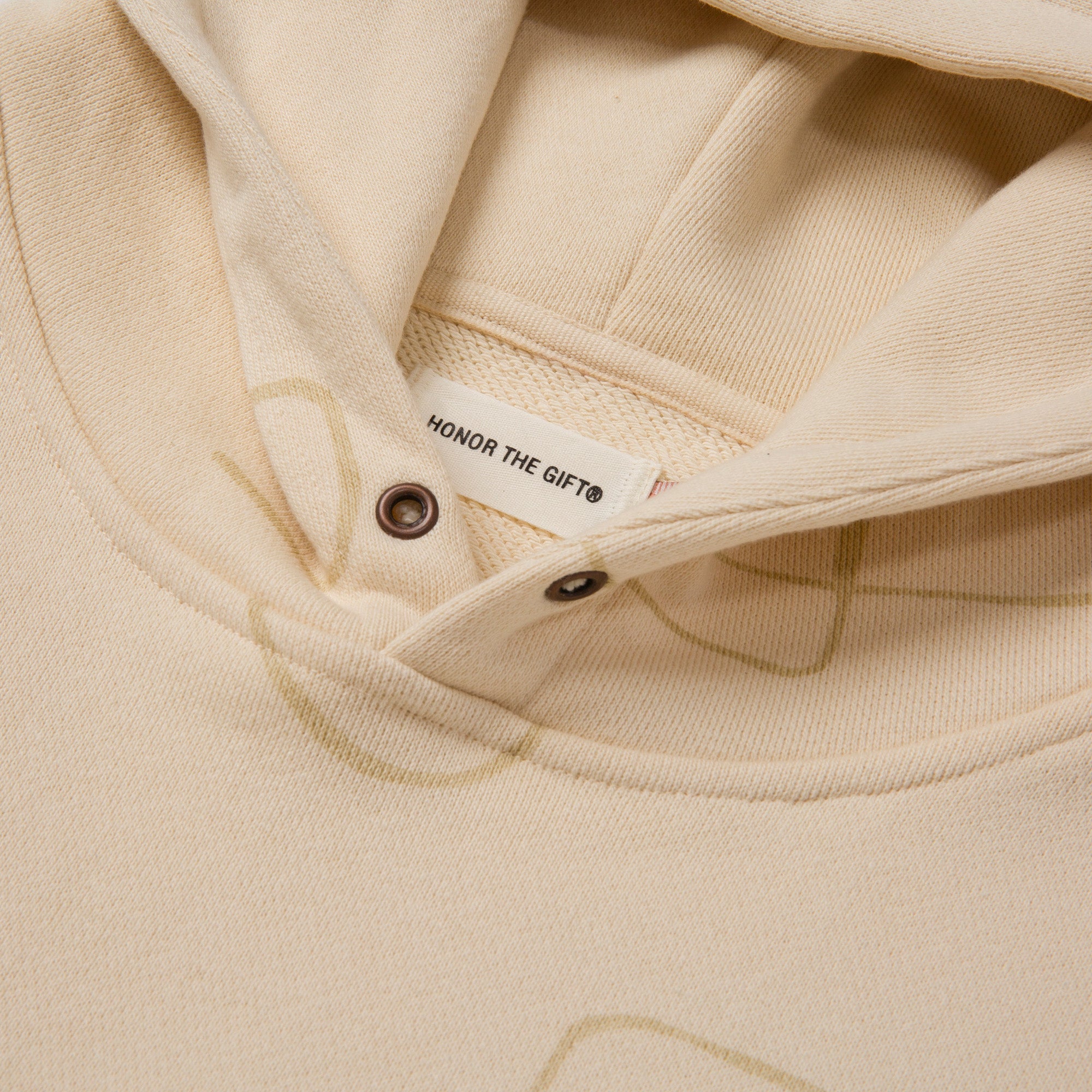 Novelty Printed Terry Hoodie - Bone