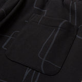 Novelty Printed Terry Pant - Black