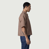 Textured Knit Qtr Zip - Brown