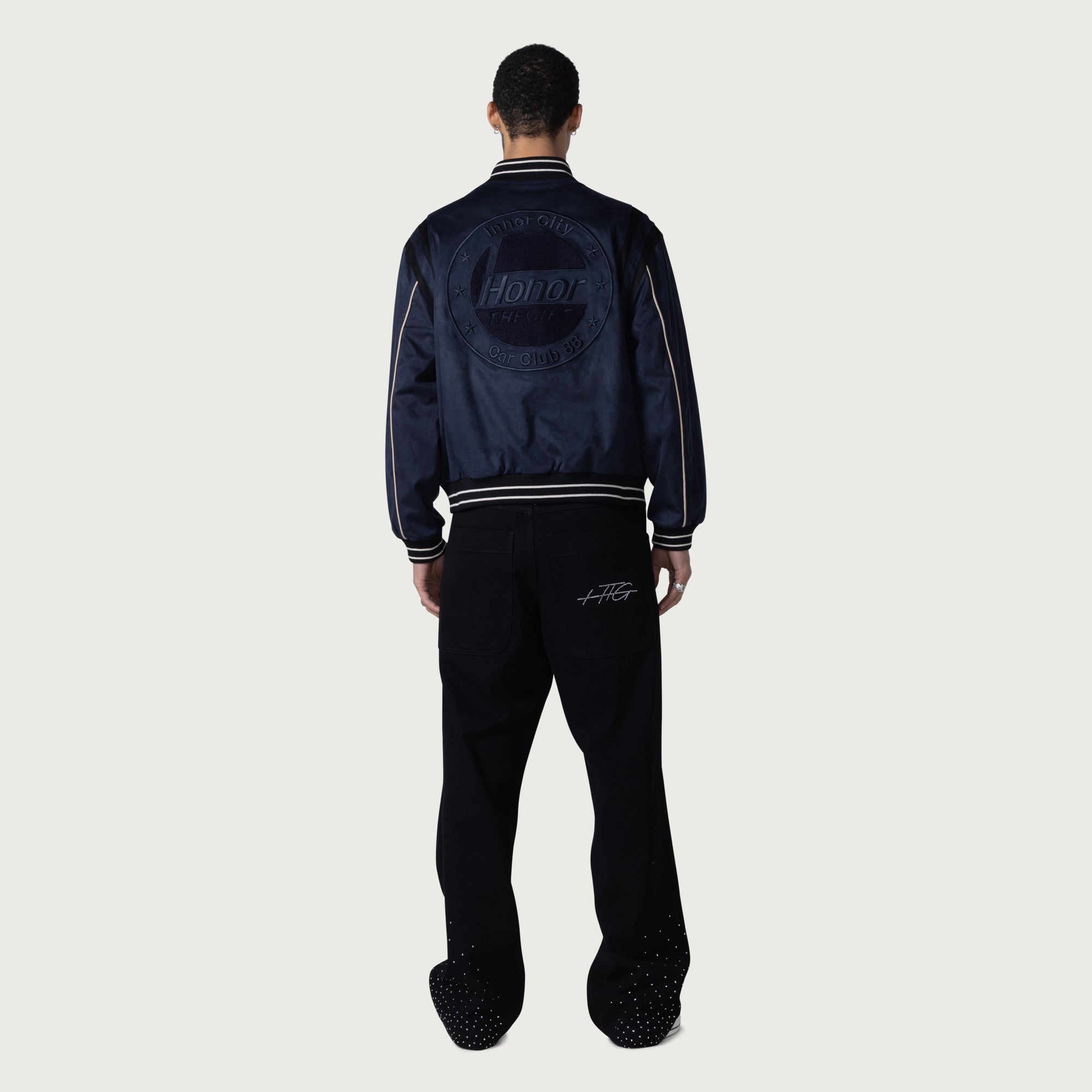 Rhinestone Wide Leg Pant - Black