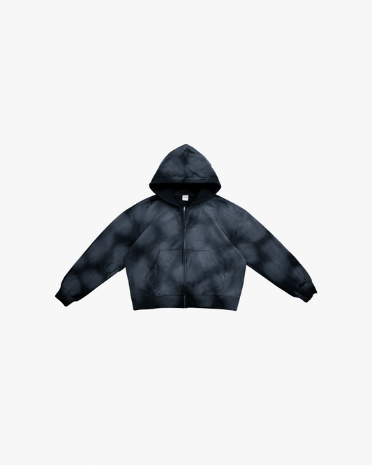 EPTM Sun Faded Cropped Zip Up Hoodie - Black