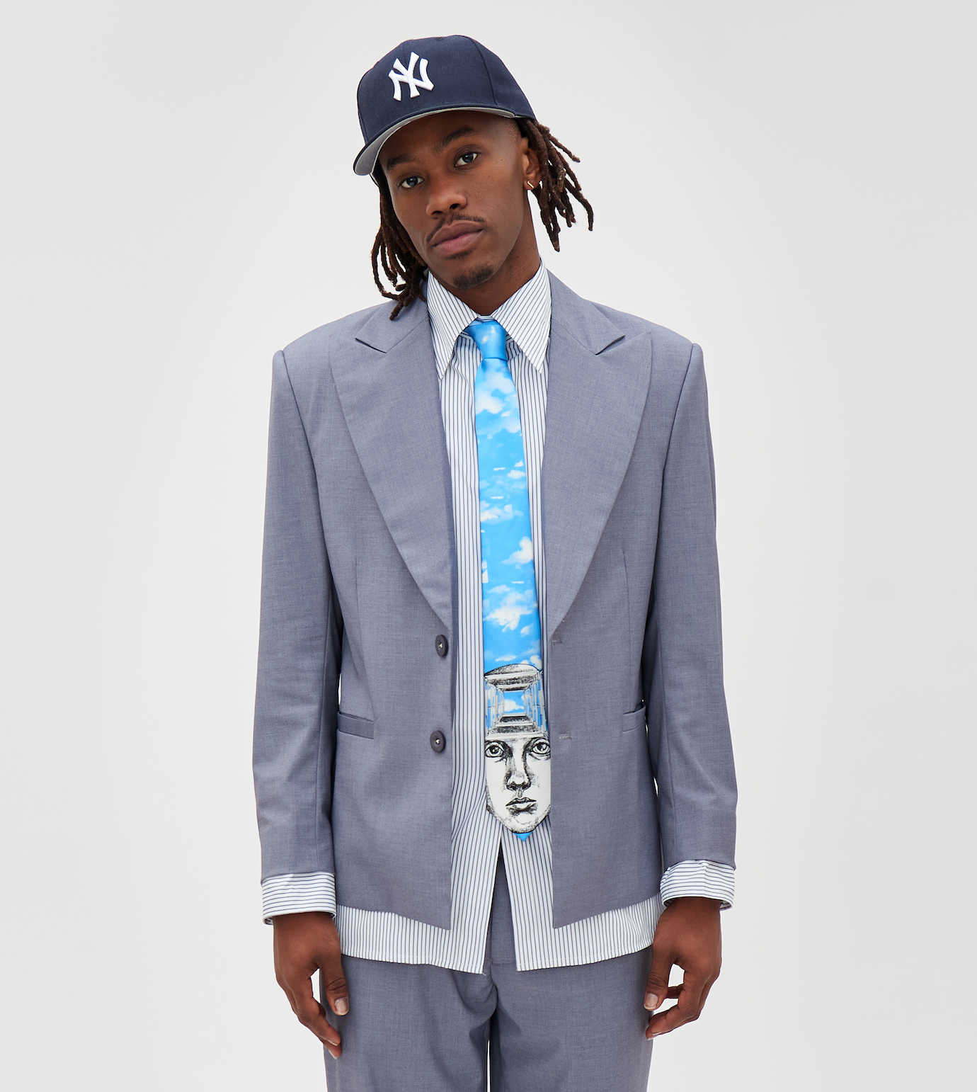 Illusion Printed Silk Tie [Blue]