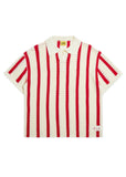 Striped Crochet Polo - Red