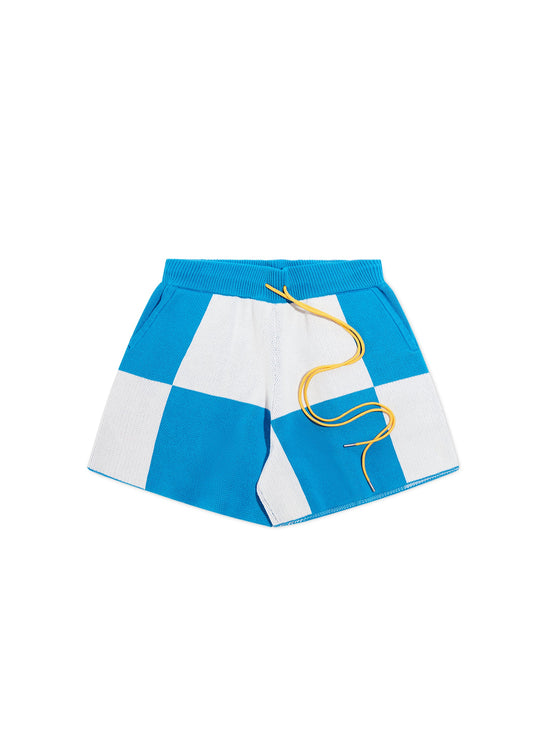 Checkered Jacquard Shorts - Blue