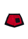 French Terry Row Shorts - Black/Red