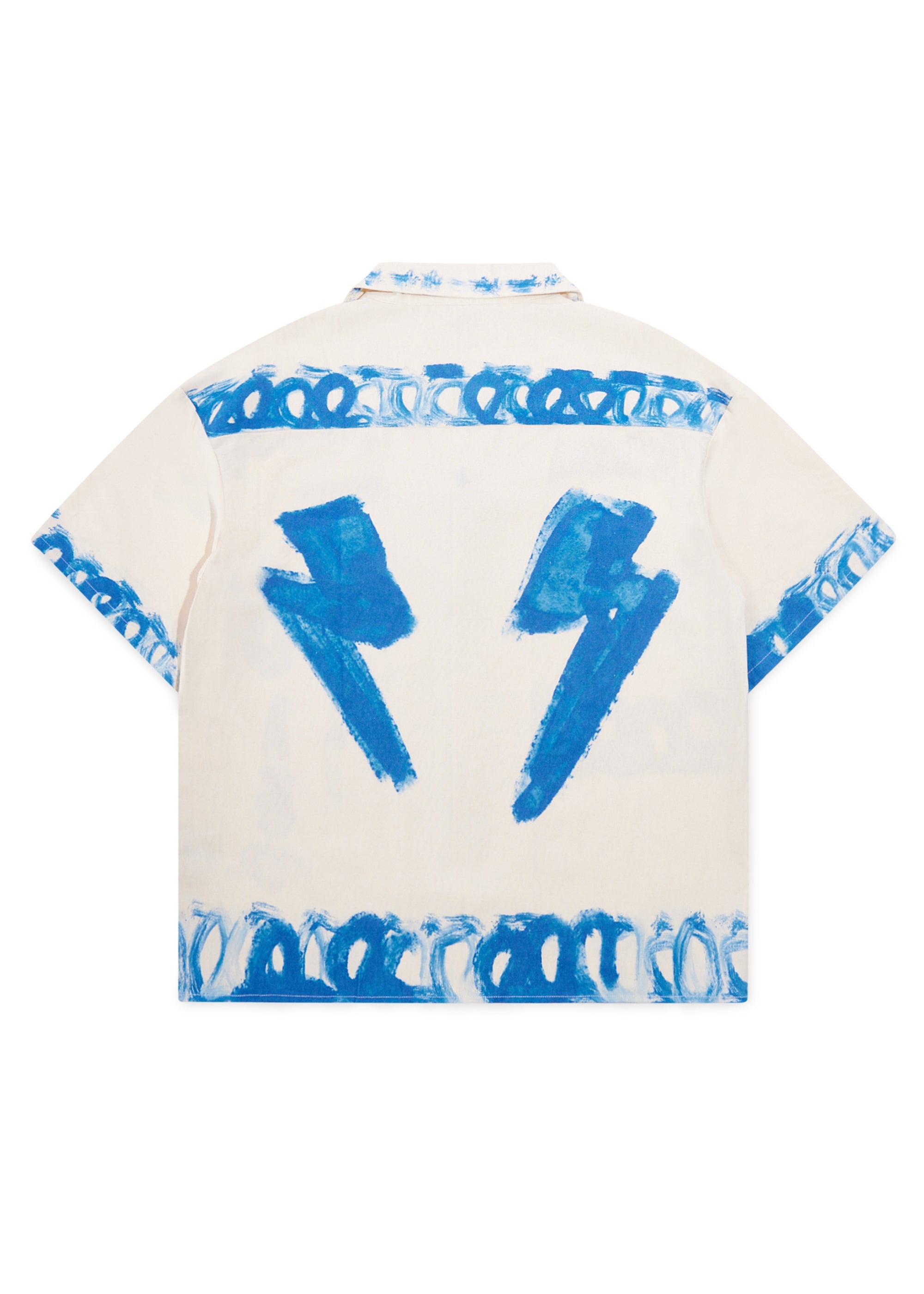 Strokes Button Up Shirt - Cream/Blue