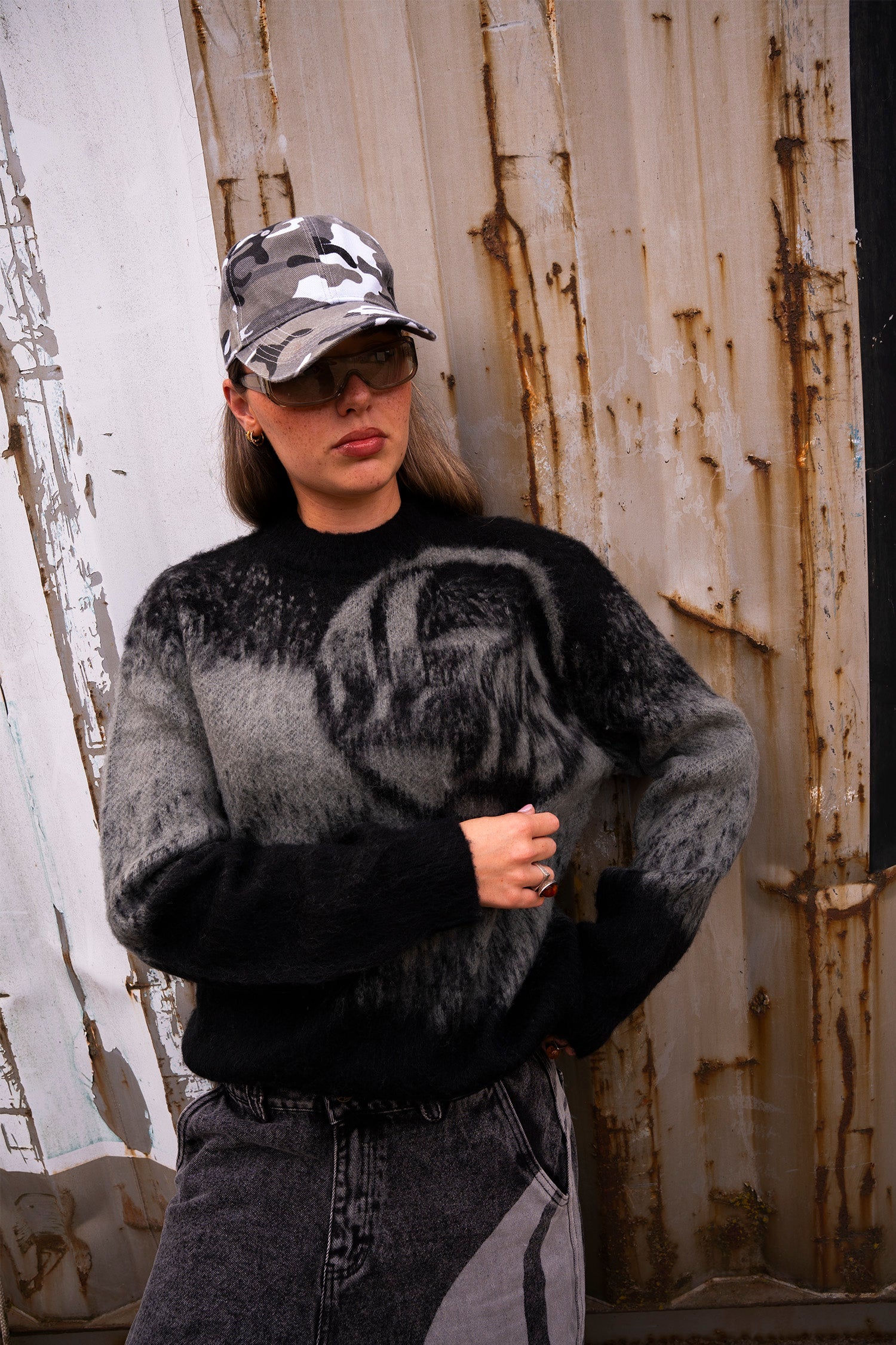 TEXTURED KNITWEAR - Black/Grey