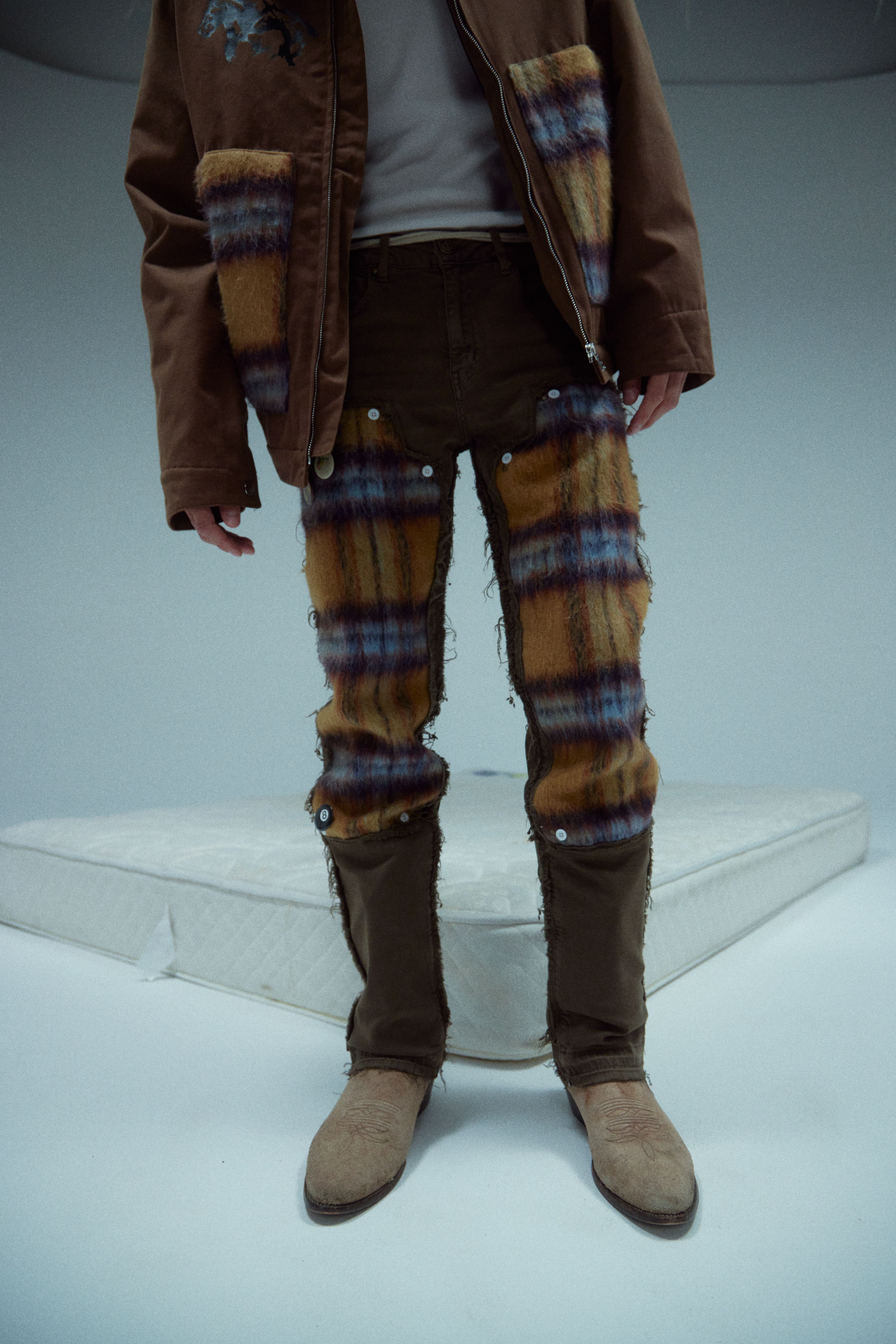 "Varial" Mohair Carpenter Denim (Brown/Mohair)