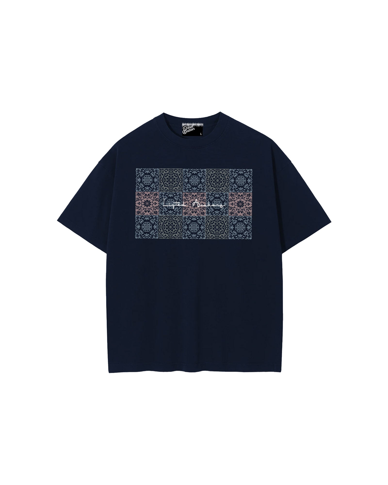 Floral "Tile" Tee (Navy)