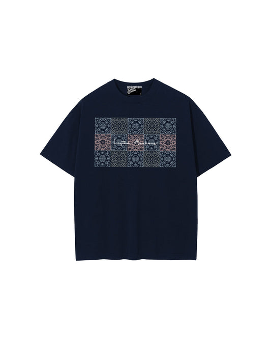 Floral "Tile" Tee (Navy)