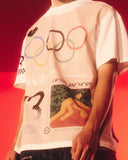 "Buckets" Jersey Print Olympic Tee (White)