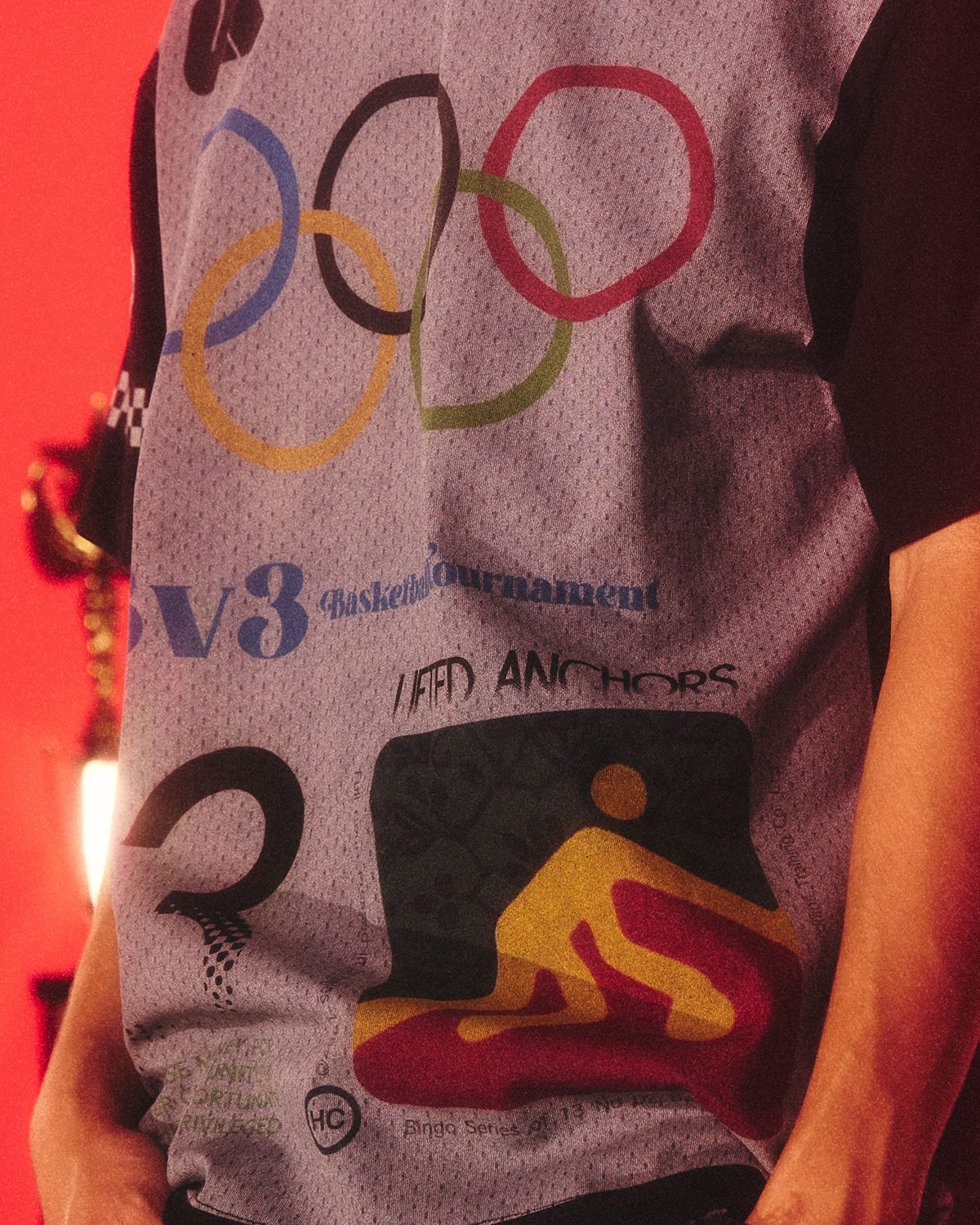 "Buckets" Jersey Print Olympic Tee (Black)