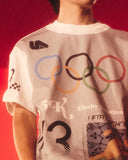 "Buckets" Jersey Print Olympic Tee (White)