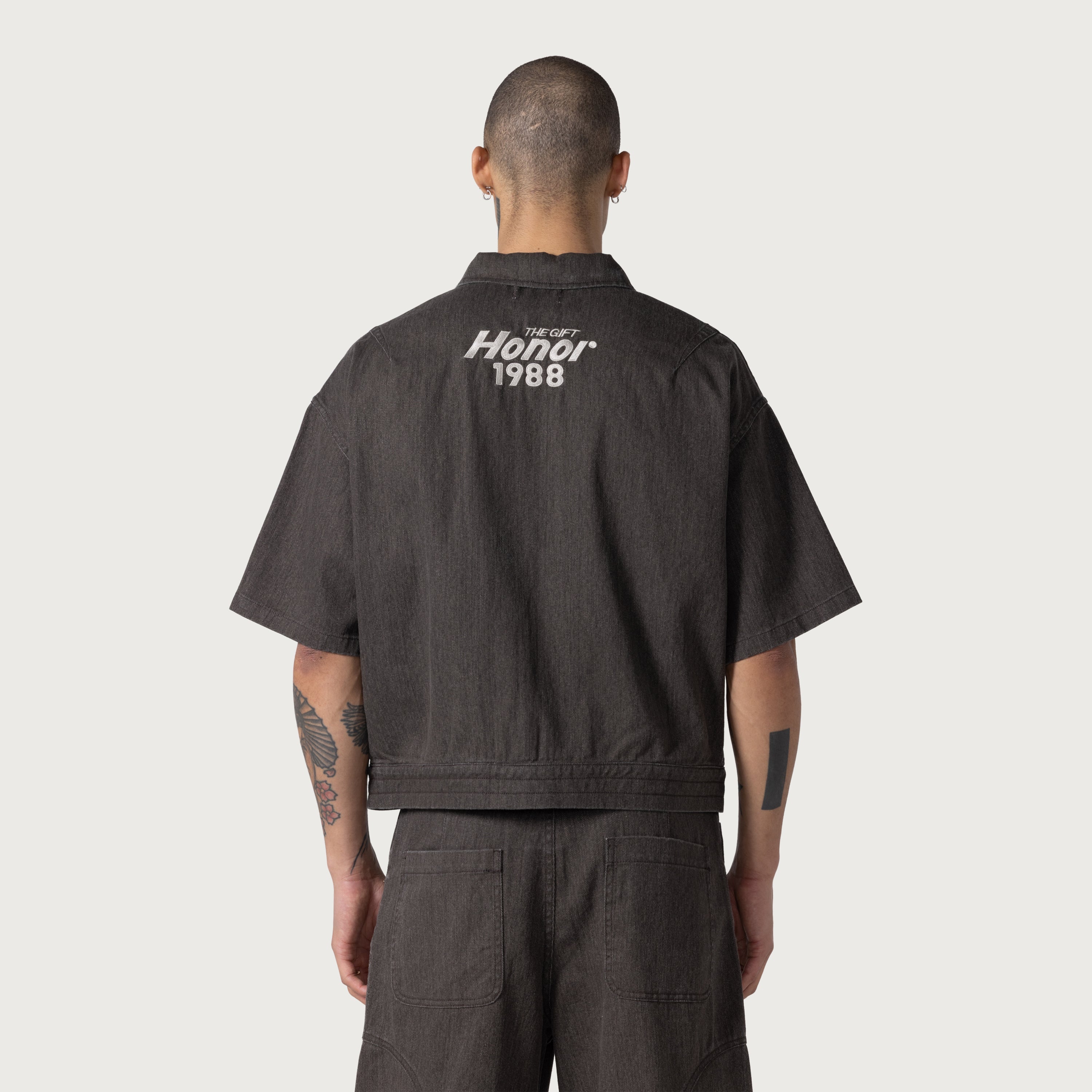 Twill Full Zip Shirt - Black