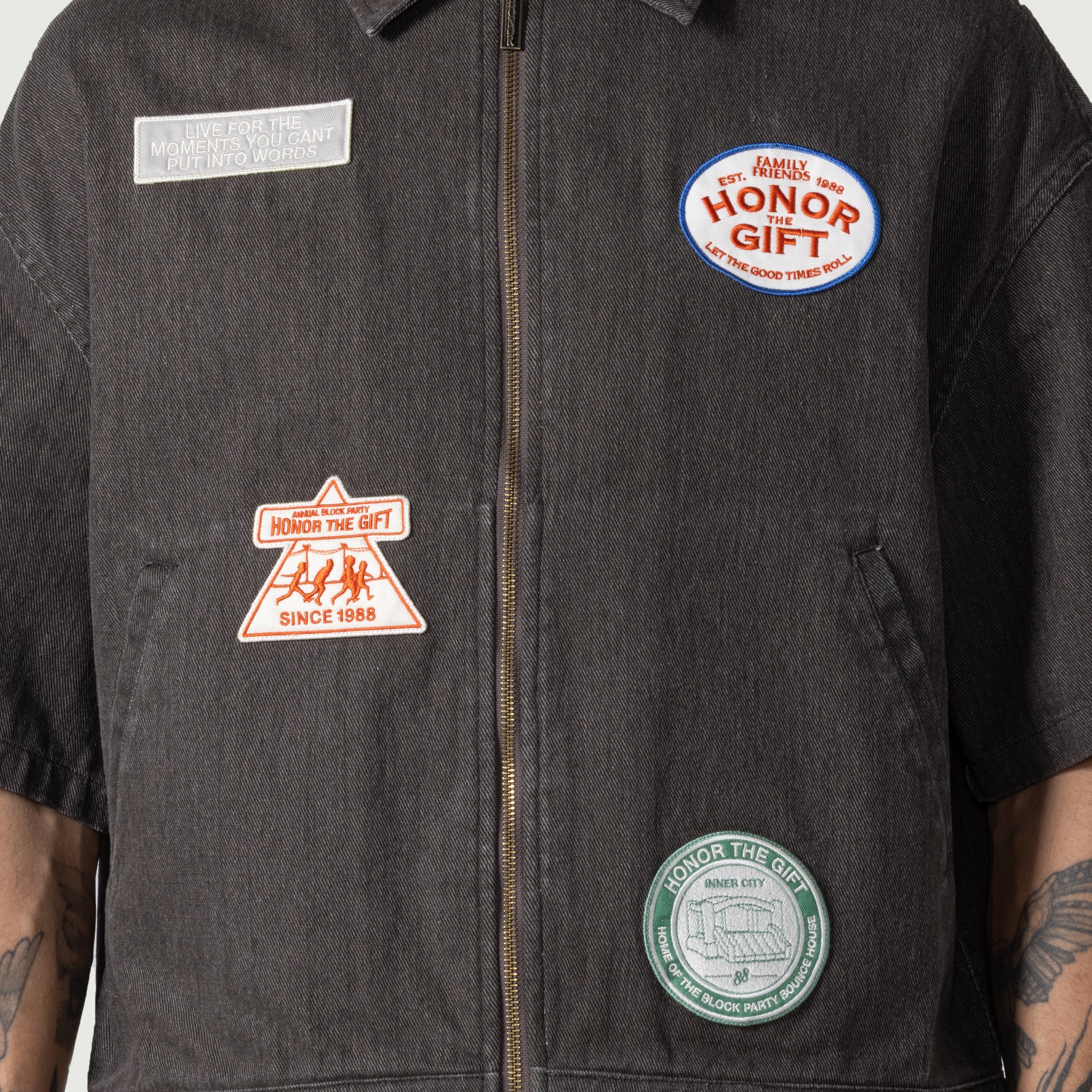 Twill Full Zip Shirt - Black