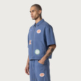 Twill Full Zip Shirt - Blue