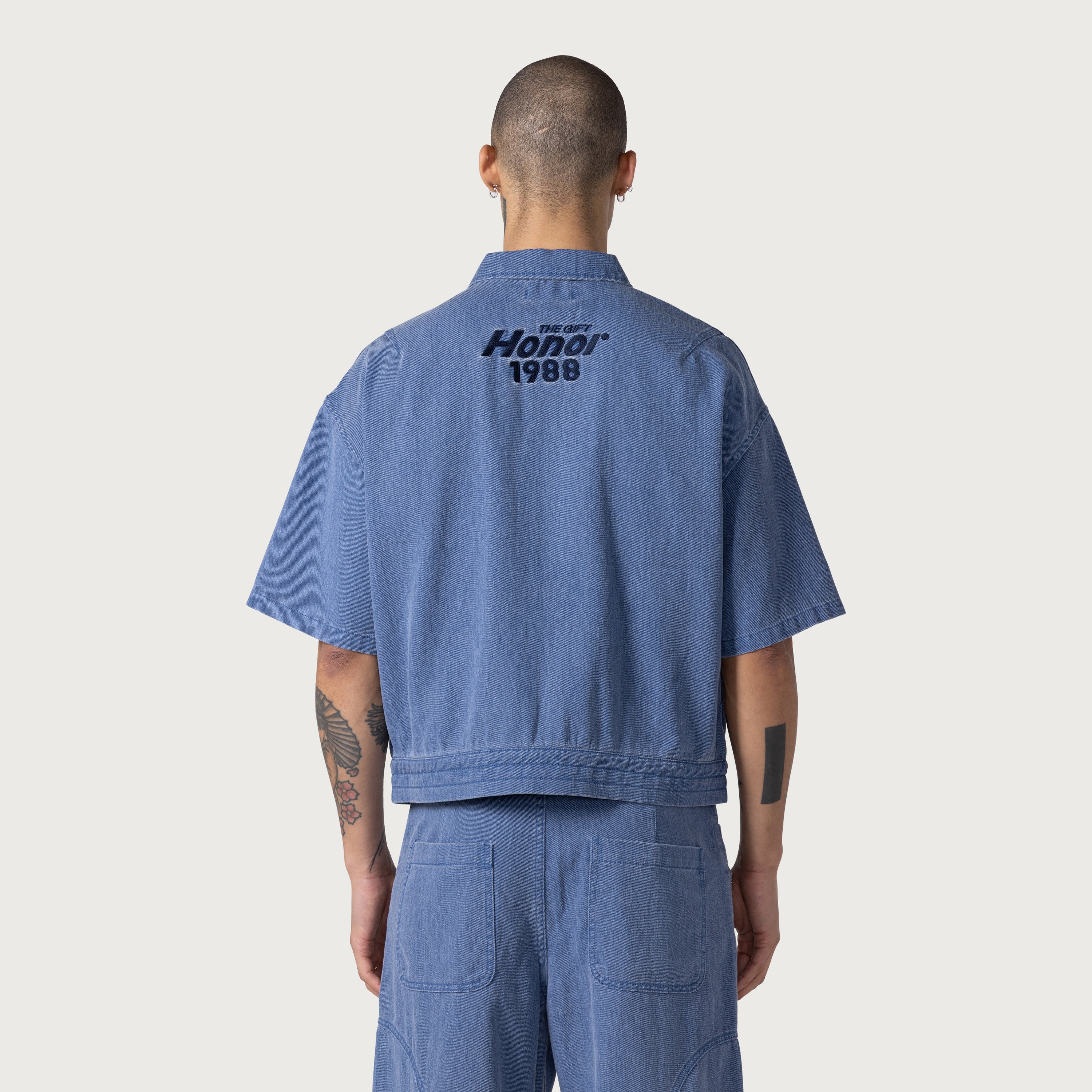 Twill Full Zip Shirt - Blue