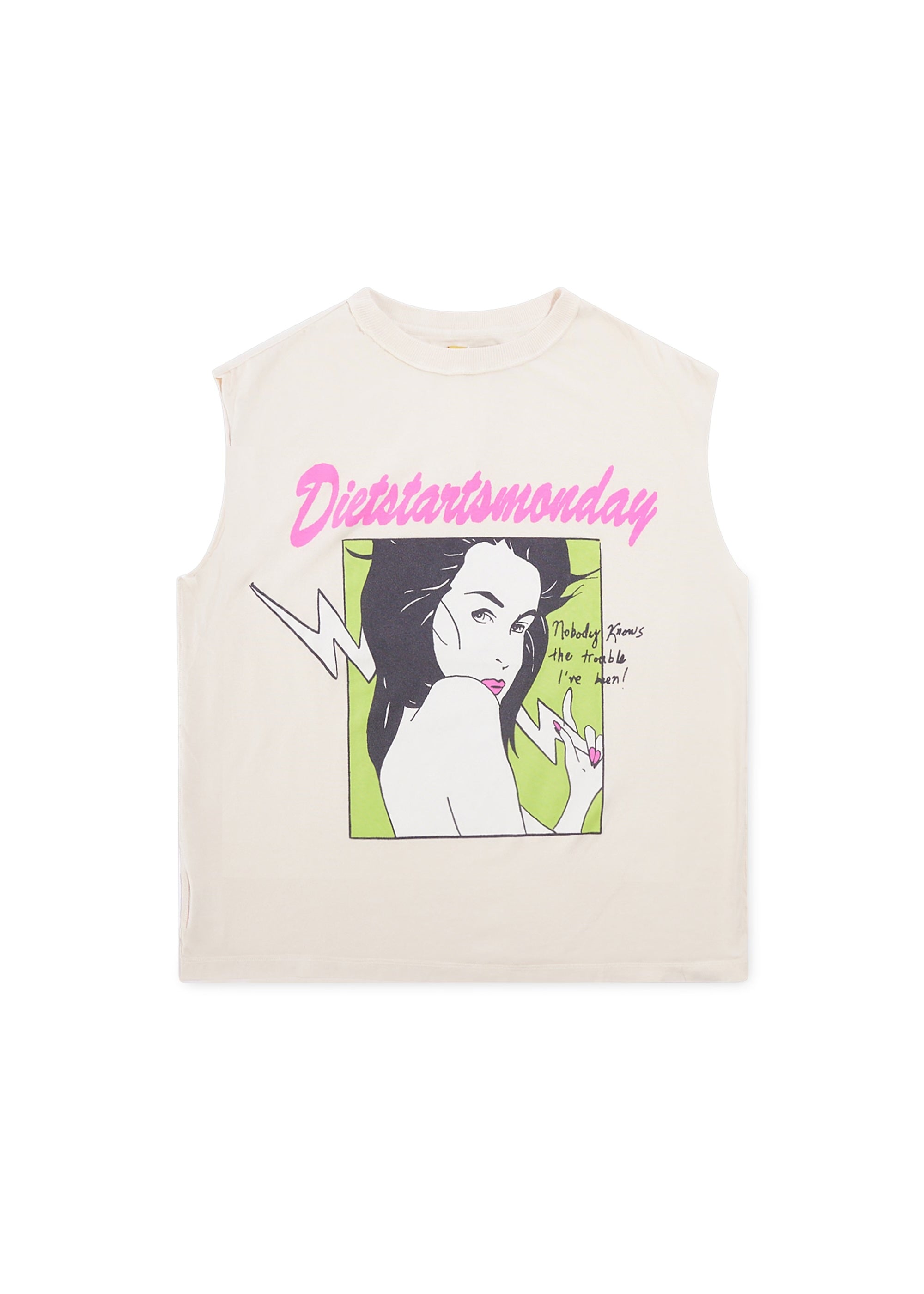 Trouble Cut Off Cropped Tee - Antique White