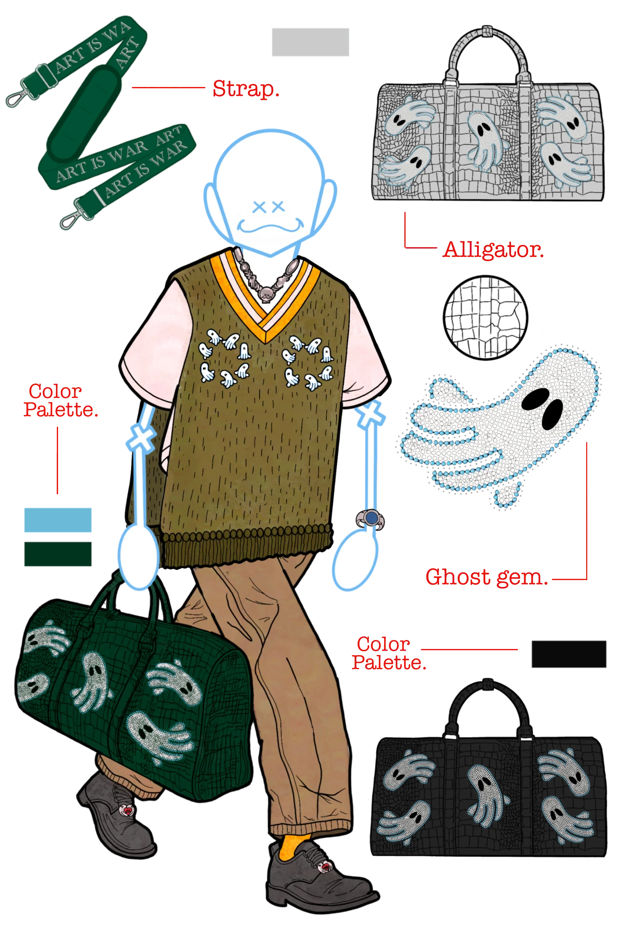 ALLIGATOR GHOST GEM DUFFLE BAG