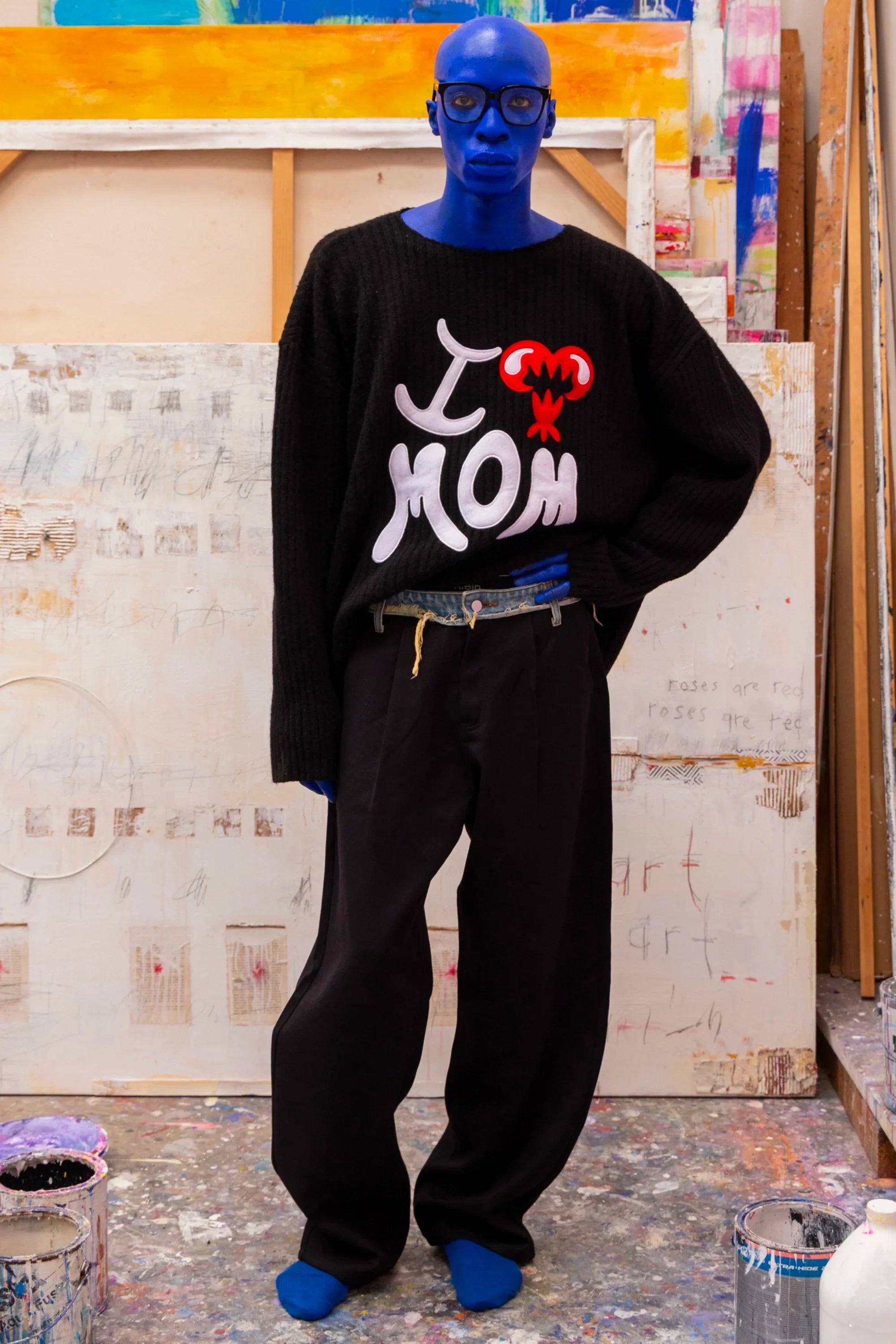 DENIM WAISTBAND TROUSERS