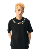 Floral Collar Pearl Embroidered Tee
