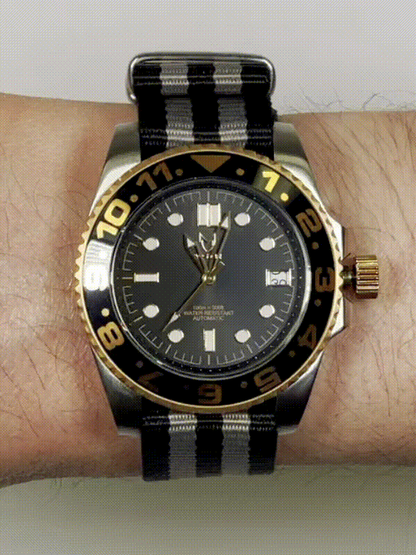 VO105NS - AUTO VOYAGER SILVER / BLACK & GOLD / NATO BAND