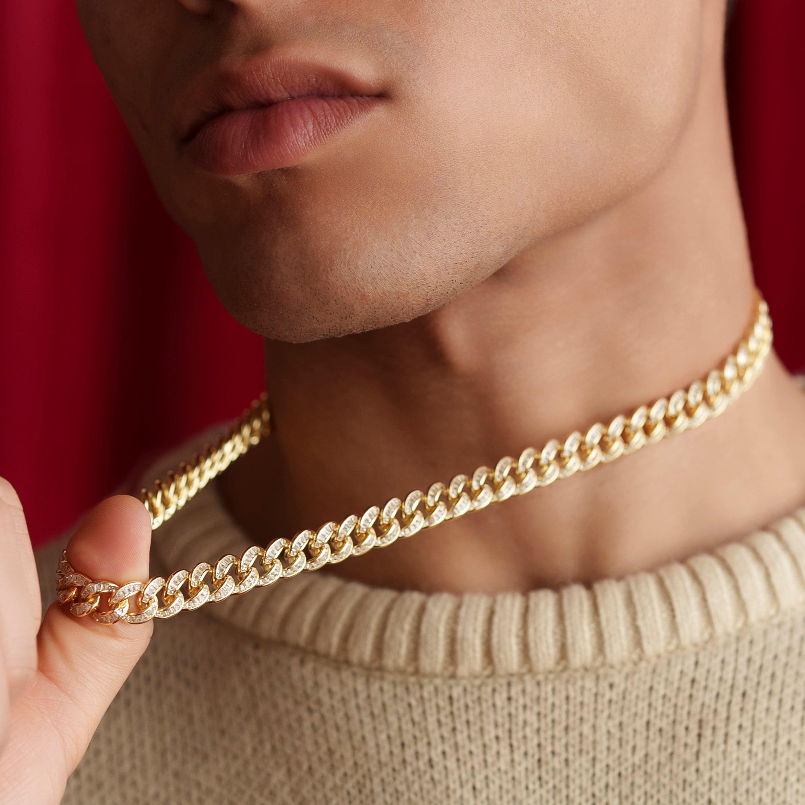 Vermeil Diamond Baguette Cuban Chain