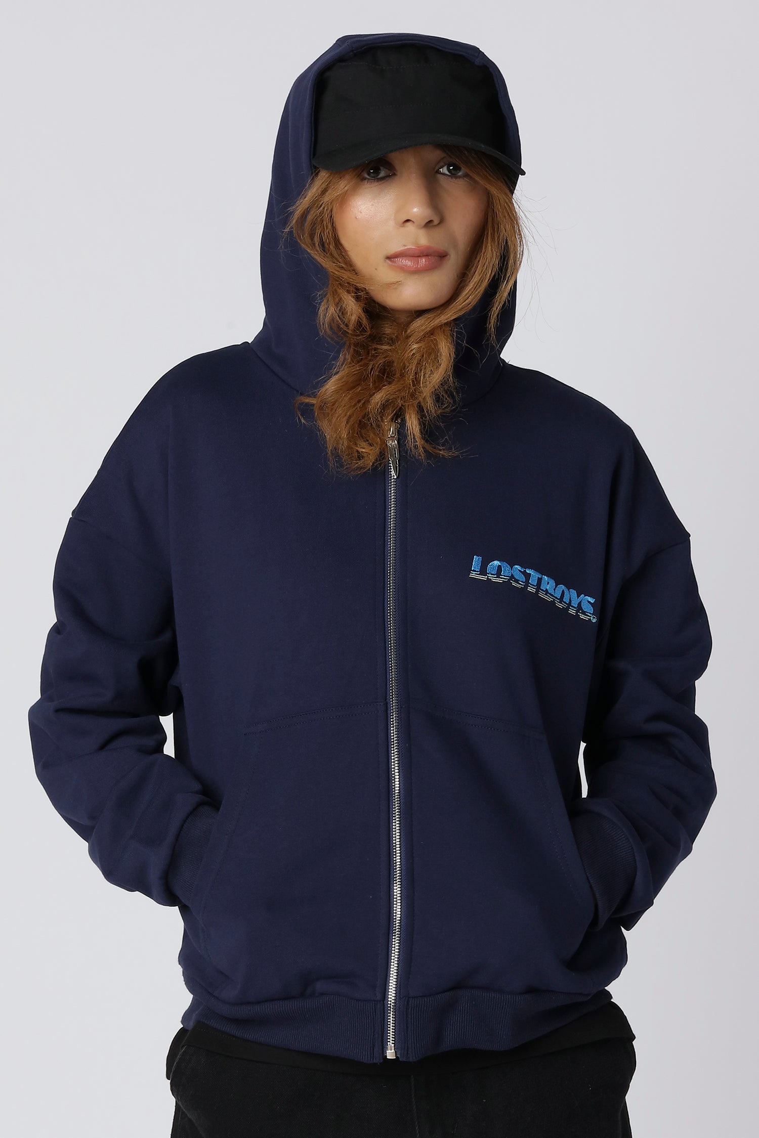 ZIP HOODIE - Navy