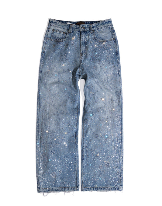 20K Zodiac Diamond Denim Pants in BLU