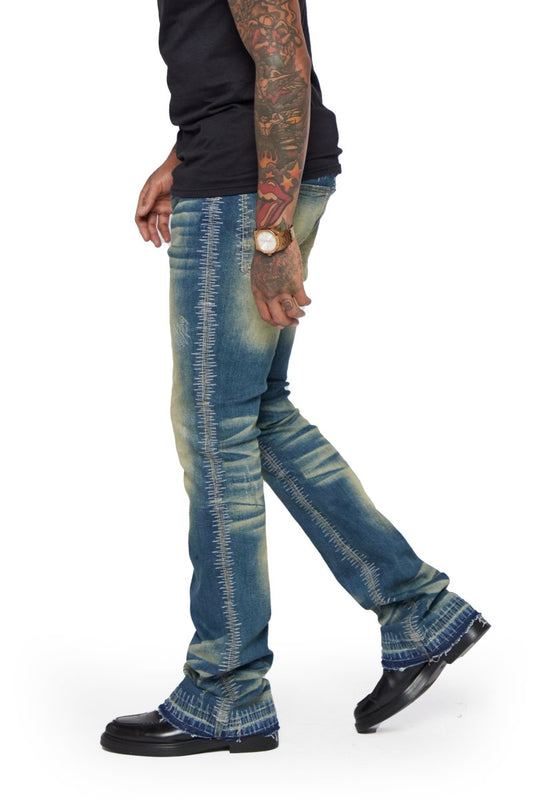 “A83“  STACKED FLARE JEAN VIN VINTAGE BLUE