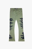 "ABYSS" STACKED FLARE DENIM BLACK X GREEN