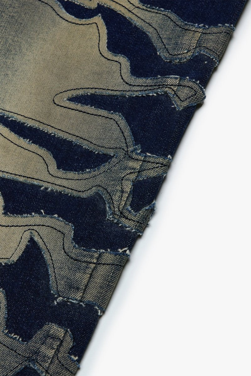 "ABYSS" STACKED FLARE DENIM BLACK X VINTAGE WASH