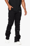 "AEGERINE” Stacked Flare Jean Jet Black