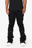 "AEGERINE” Stacked Flare Jean Jet Black