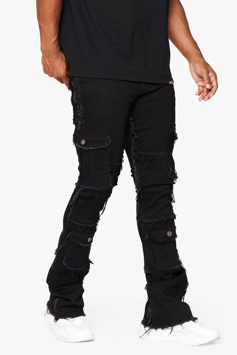 "AEGERINE” Stacked Flare Jean Jet Black