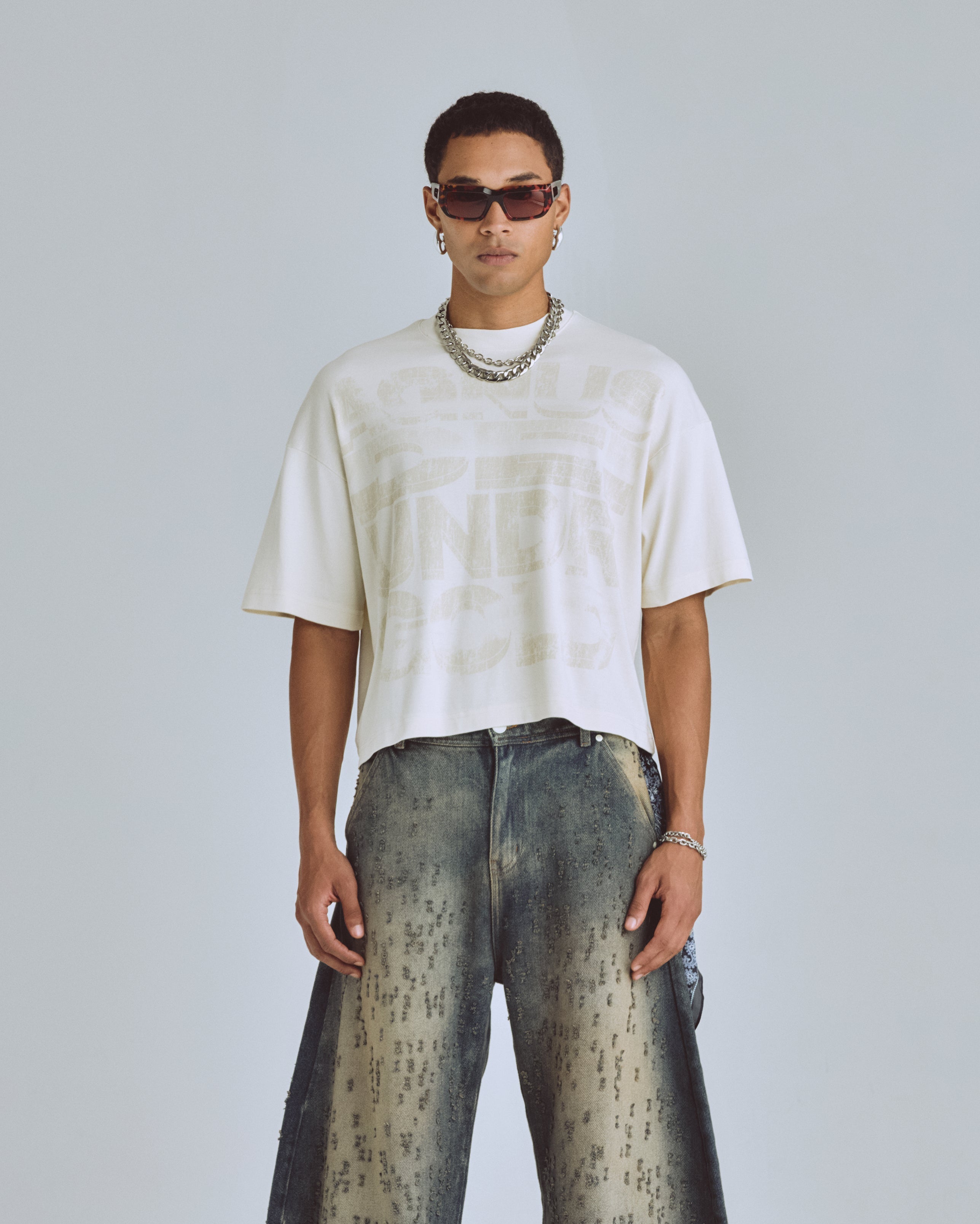 Agnus Dei Chrome Boxy Fit Tshirt Cream