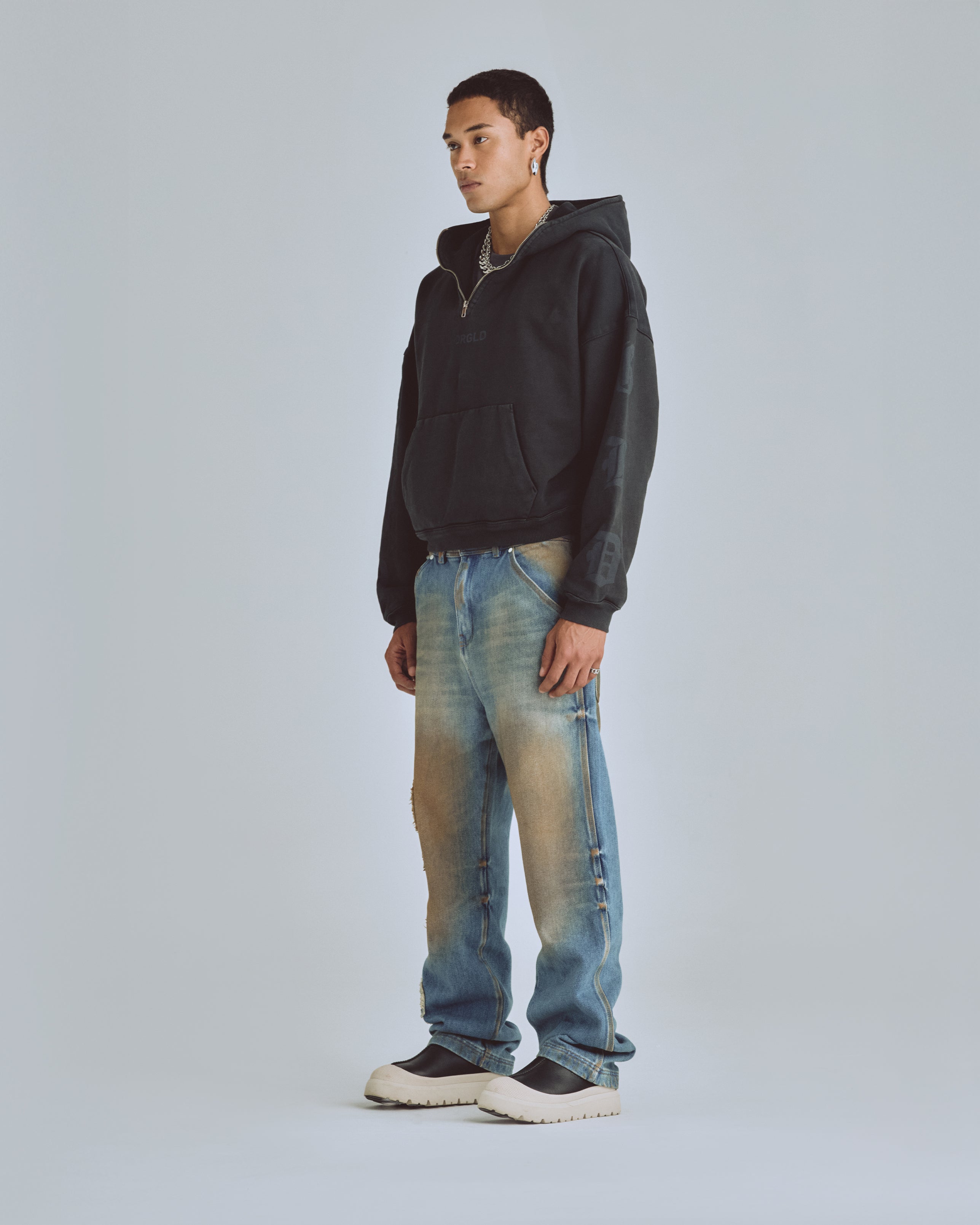 Agnus Dei Goth Half Zip Up Hoodie Vintage Black